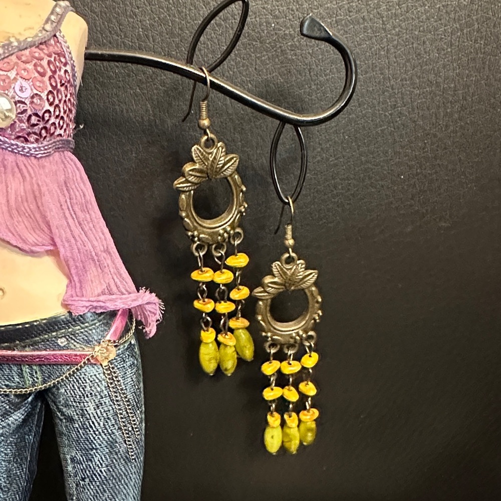 Elegant Yellow Dangle Earrings